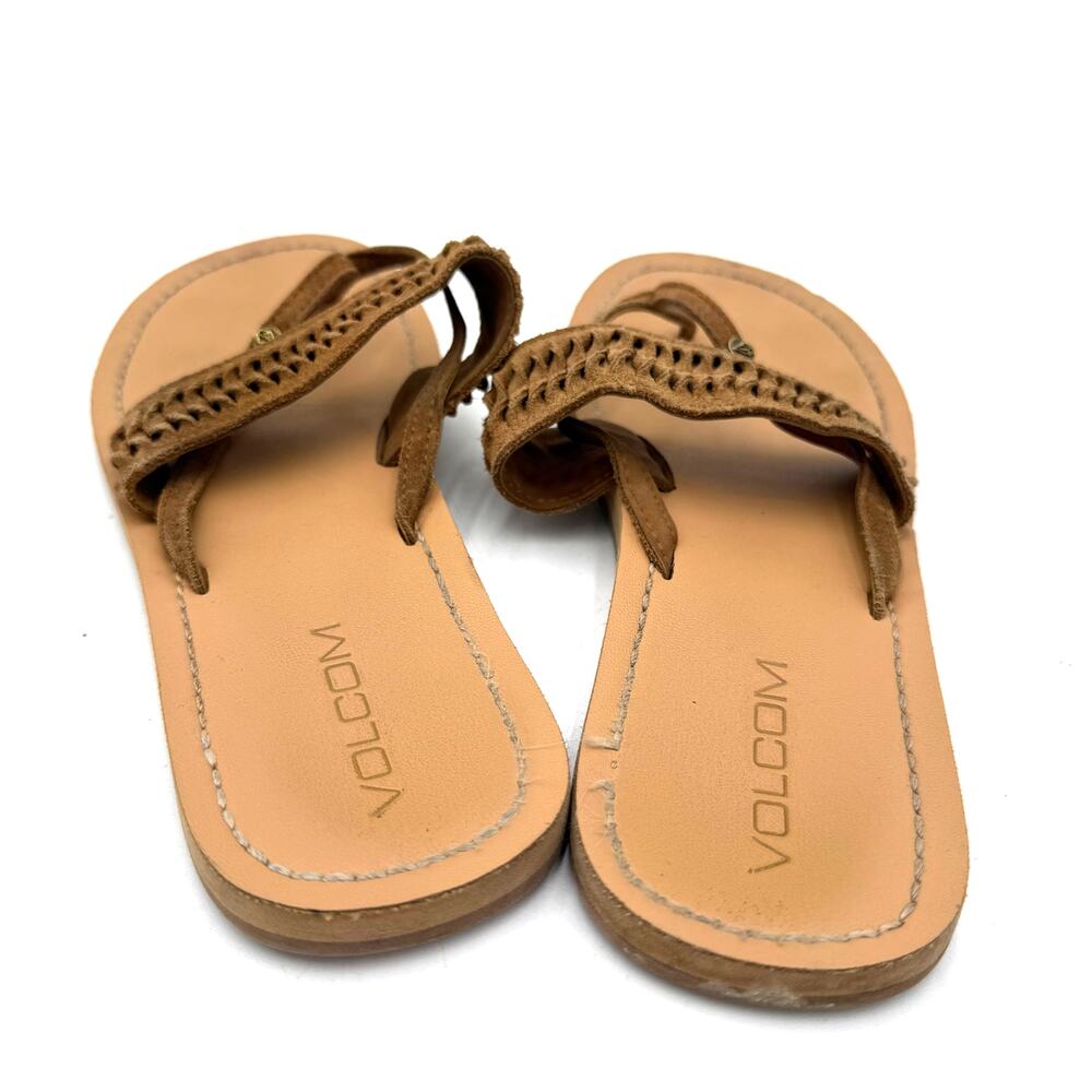 Volcom Women's Brown Leather Braided Thong Sandals Size 7 - Picture 5 of 6